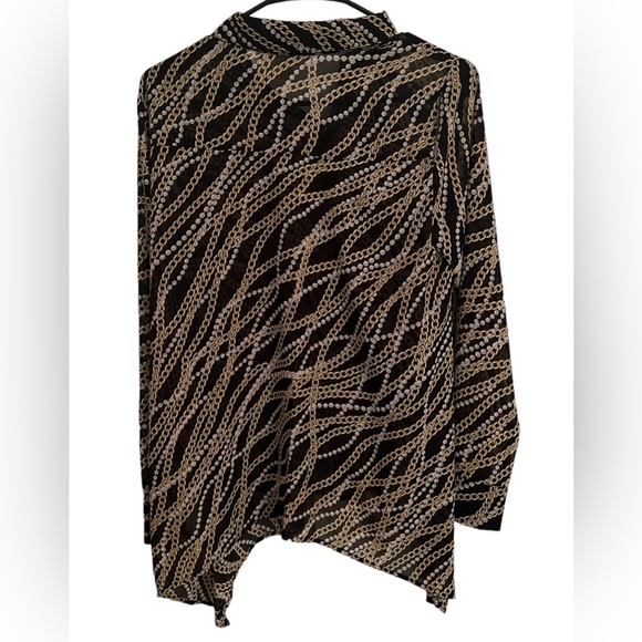 Michael Michael Kors Women’s Sheer Button Down Top SzS  Chain Pearl Print - Picture 6 of 14
